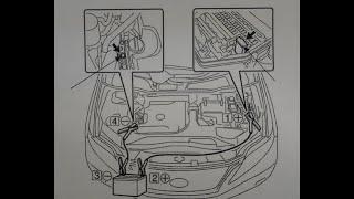 Lexus RX450h (2010-2015) jump-start points under hood