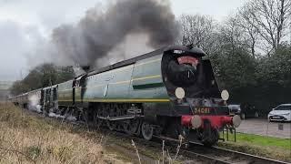 34081 '92 Squadron' passes Irwell Vale on the East Lancashire Railway Santa Special. (23/12/24)