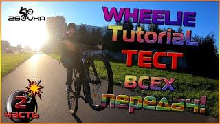 Тренировка Вилли(wheelie)на mtb- как выбрать нужную передачу (Прокатываем все передачи на заднем)