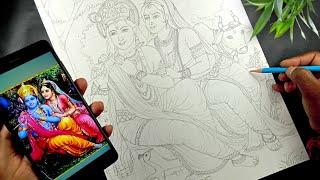 Radha krishna drawing / Janmashtami special drawing / Lord krishna drawing