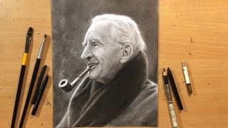 JRR Tolkien Charcoal Portrait and a Few Random Drawing Tips