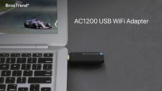 BrosTrend 1200Mbps USB WiFi Card, Dual Band WiFi Supported for Laptop and Desktop, Compact Design