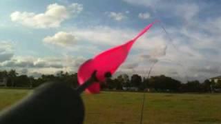 Skybow Rotary Arch Kite spins @ 5000 RPM's in light winds.