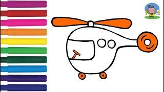 Как нарисовать ВЕРТОЛЕТ / Мультик Раскраска ВЕРТОЛЁТ для детей / How to Draw a Helicopter