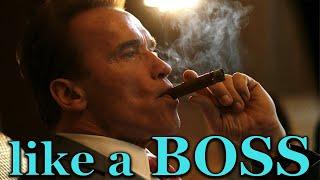 Arnold Schwarzenegger smoking cigars like a boss