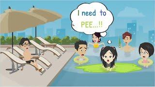 Mina goes to the pool - Animated Story - Mina English - Normal English - improve English