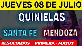 Quinielas Primera y matutina de Santa fé y Mendoza Jueves 8 de Julio