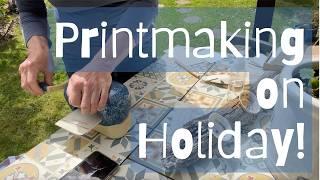 Printmaking on Holiday?  Yep, I Brought My Mini Print Kit!