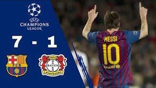 Barcelona 7- 1 Bayern leverkusen(11/12) Messi with 5 goals