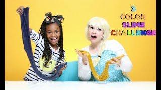 Two Fun Sister ! 3 Colors Glue Slime CHALLENGE w/ Elsa