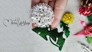 How to make a brooch "White Dandelion" from beads (master class)