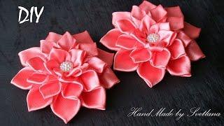 Цветы Канзаши из Атласной Ленты 2,5 см DIY Kanzashi Flowers from Satin Ribbon 2,5 cm