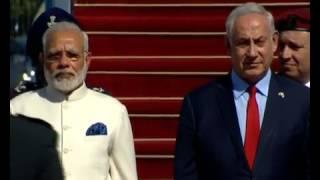 PM Modi arrives to a warm welcome in Jerusalem, Israel,National anthem(pls Subscribe)