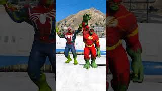 RED HULK SPIDER VS GREEN HULK CAPTAIN TEAM Which Random Team Will Win 134% #shorts #gta5 #hulk #gta