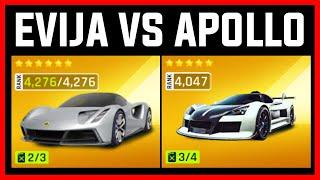 Asphalt 9 MAX Lotus Evija VS MAX Apollo N 