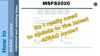 Flight Simulator 2020 - How to - AIRAC cycles - explanation & updating