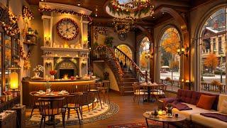 Relax Slow Piano Jazz and Warm Crackling Fireplace in the Cafe with Instrumental Smooth Jazz Music