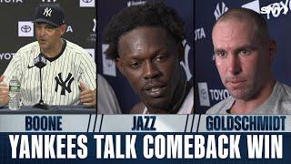 Jazz Chisholm, Aaron Boone talk wacky events in Yankees' comeback win against the Orioles