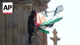 Man who scaled London's Big Ben clock tower with Palestinian flag comes down