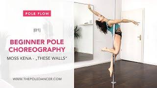 Pole Dance Choreography - Beginner Flow Tutorial (Carousel Spin, Hood Ornament, Knee Hook Slide)