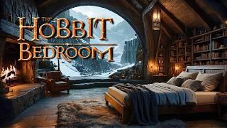 "Hobbit Bedroom Ambience | Warm Fireplace & Snowstorm Sounds For Sleep & Study"