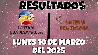 RESULTADO LOTERÍA DE CUNDINAMARCA, LOTERÍA DEL TOLIMA DEL LUNES 10 DE MARZO DEL 2025