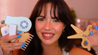 ASMR Giving You a Wooden Haircut and Makeover  (layered sounds, makeup, pampering)