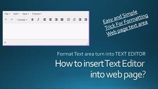 (Easy Tricks)How To add Styles Text Editor(Format Text area) to your web page?(HD)