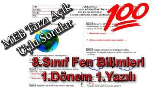 8.sınıf Fen 1.dönem 1.yazılı açık uçlu Sorular ve Cevapları