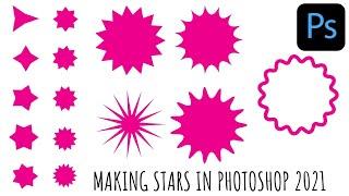 Photoshop 2021 - Making Stars - Using Custom Shapes & Polygon