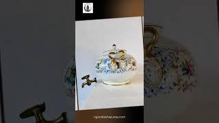 Porcelain Electric Samovar – Cream Ceramic Teapot Urn, Russian Style Hot Water Kettle