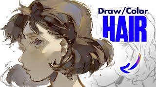 How to Draw & Color HAIR // HUION Kamvas 22 Plus