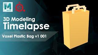 Voxel Plastic Bag v1 001 3D Modeling Timelapse