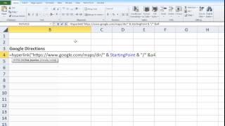 Excel - Hyperlink & Google Maps Directions