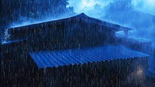 Night Thunderstorm Rain Sounds for Sleeping | Heavy Rain on Tin Roof & Powerful Thunder Sounds 4K