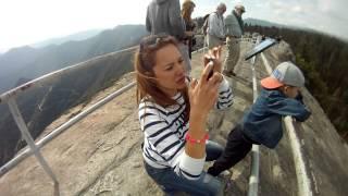 Sequoia park at the top of Moro Rock climbing