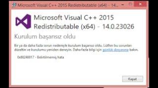 MİCROSFT VİSUAL++2015 HATASI 0x80240017 2020 TÜRKÇE ANLATIM KESİN ÇÖZÜM