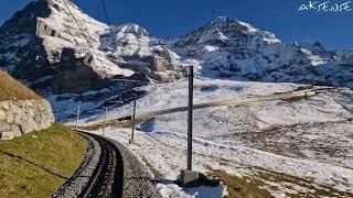 Cab ride Jungfraubahn - Kleine Scheidegg to Eigergletscher, Switzerland | Driver View | 4K 60fps