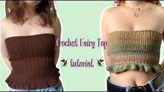 how to make a crochet fairy top‍️| easy crochet corset top | cute crochet frill crop top