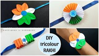 4 Tricolour Paper Rakhi ideas || Rakhi making ideas at Home || Independence Day Rakhi DIY