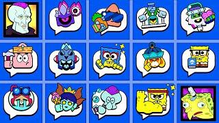 All Animated Pins, Sprays, & Player Icons in Brawl Stars : New August 2024 Update #spongebob