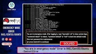 How to Fix Server Emergency Mode Error in RHEL/CentOS/Ubuntu | Control-D Error [SOLVED]