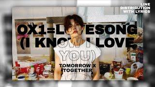 OX1=LOVESONG (I KNOW I LOVE YOU) (TOMORROW X TOGETHER FEAT. SEORI) - LINE DISTRIBUTION WITH LYRICS