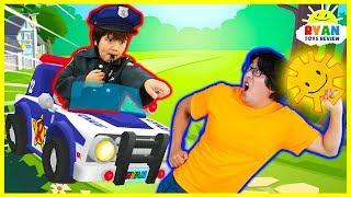 Tag with Ryan Game Challenge with New Police Car and Characters! Ryan vs Daddy and Mommy!