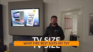 What size fire for my electric media wall best suits my tv?