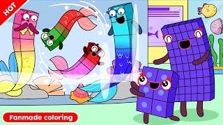 NB 5 Turns into A Mermaid | Numberblocks Fanmade Coloring Story