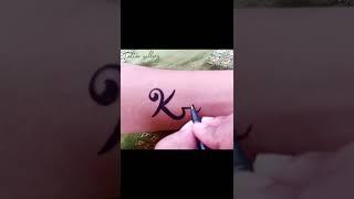 'K' name beautiful tattoo design with heart #shorts #trending #love #letter #alphabet