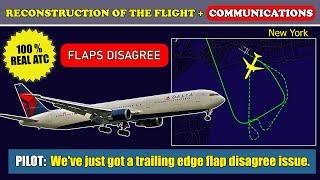 Flaps disagree. Emergency landing | Delta Boeing 767-400 | New York, ATC