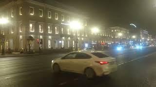 St. Petersburg on a winter night 2023.  Nevsky Prospekt, Dumskaya street