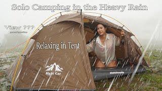 Solo Camping In Heavy Rain , thunderstorms - Relaxing Satisfy  - Nature Sounds  - ASMR